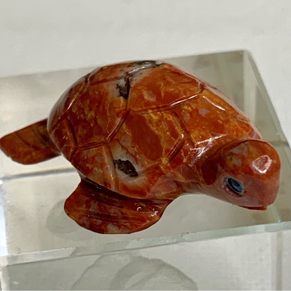 SEA TURTLE Soapstone Figurine MINI Carved Red Stone Crystal Animal Figure 1.5" - Picture 11 of 15